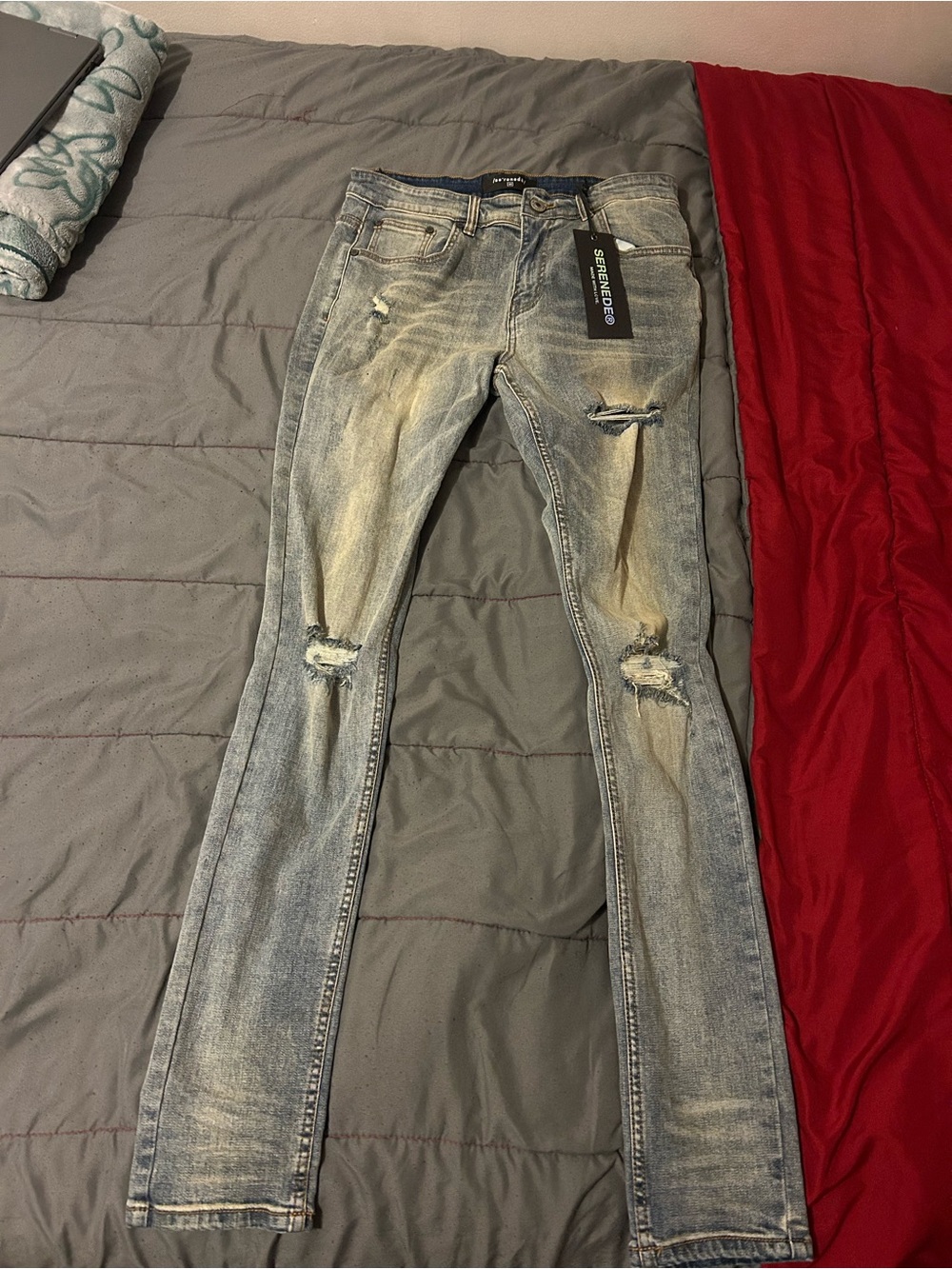 Serenade Light Blue Skinny Men’s Jeans - Distressed Stretch Denim